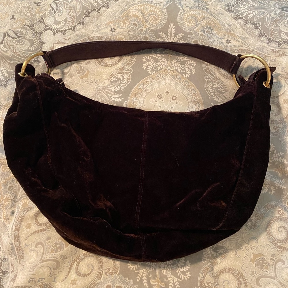 Bueno Chocolate brown velvet hobo bag